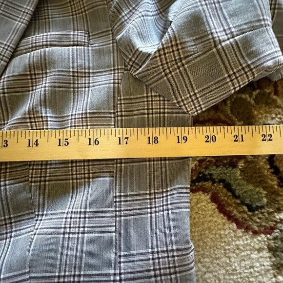 Banana Republic Blazer Long and Lean Jacket Plaid Gray Pink Wool Blend Sz 12 New - Picture 10 of 11